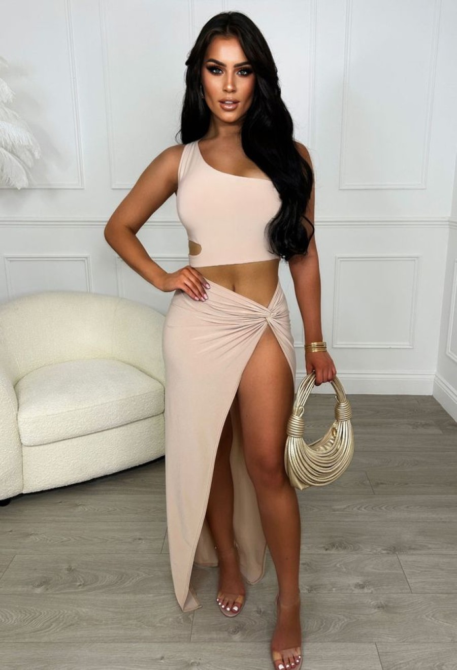 New Vacay Paradise Nude Maxi Skirt Co-Ord Set Co-Ords