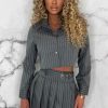 Best City Slay Grey Pleated Skirt Pinstripe Co-Ord Outfit Set Co-Ords