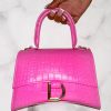 Hot Get It Together Hot Pink Croc Gold Detail Bag Bags