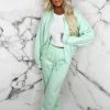 Hot Love On Replay Mint Green Bomber Jacket And Straight Leg Jogger Loungwear Set Loungewear