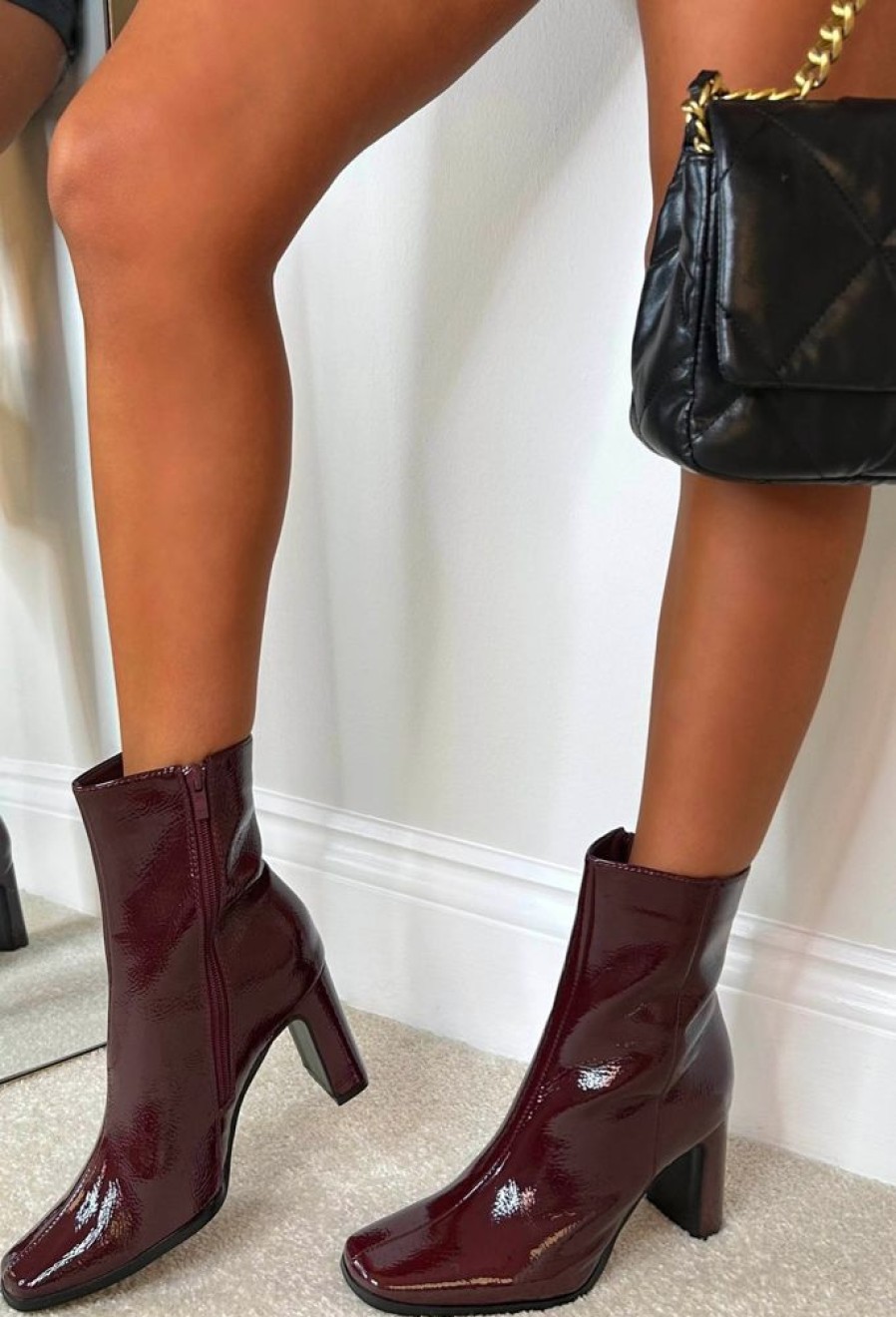 New Winter Crush Wine Heel Boot High Heels