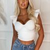 New Champagne Shower White Jewelled Cup Crop Top Crop Tops & Bralets