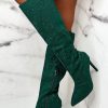 Online Memorable Nights Green Diamond Gem Knee Boots Boots