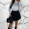 New Forever Cute Grey Roll Neck Puff Sleeve Jumper Tops