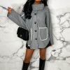 Wholesale Parisian Destiny Grey Contrast Stitch Jacket With Scarf Coats And Jackets