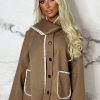 Clearance Parisian Destiny Camel Contrast Stitch Jacket With Scarf Coats And Jackets