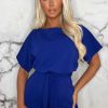 Online Over The Top Cobalt Blue Belted Playsuit Playsuits