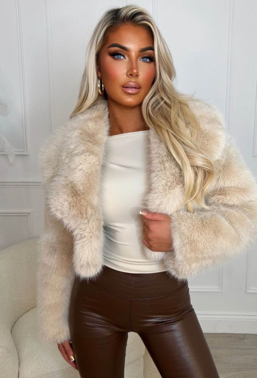 Online Furever Yours Natural Premium Faux Fur Shawl Jacket Coats And Jackets