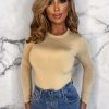 Best Totally Worth It Camel Ultra Soft Jersey Round Neck Bodysuit Bodysuits