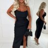 New Your Secret Black Lace Up Midi Dress Dresses