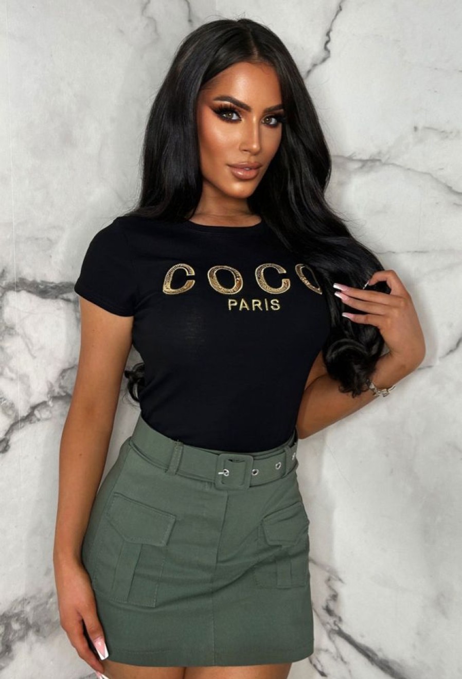 Wholesale Latest Obsession Black Coco T-Shirt Tops