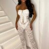 Online Laced Luxe White Laced Up Lace Jumpsuit Jumpsuits