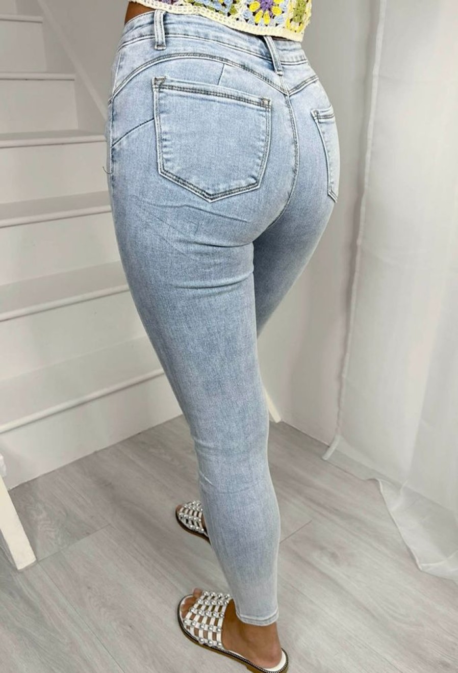 Best Push My Love Light Blue Stretch Push Up Skinny Jeans Jeans