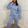 Clearance Ltd Edition Blue Embroidered Hooded Two Piece Loungewear Set Loungewear