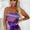 Online Love This Way Purple Mesh Stretch Ruched Bodysuit Tops