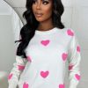 Wholesale Babe Gone Bad Cream Love Heart Knitted Jumper Knitwear