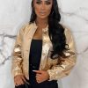 Best Space Cowboy Bronze Metallic Cropped Baseball Jacket Limited Edition Coats And Jackets