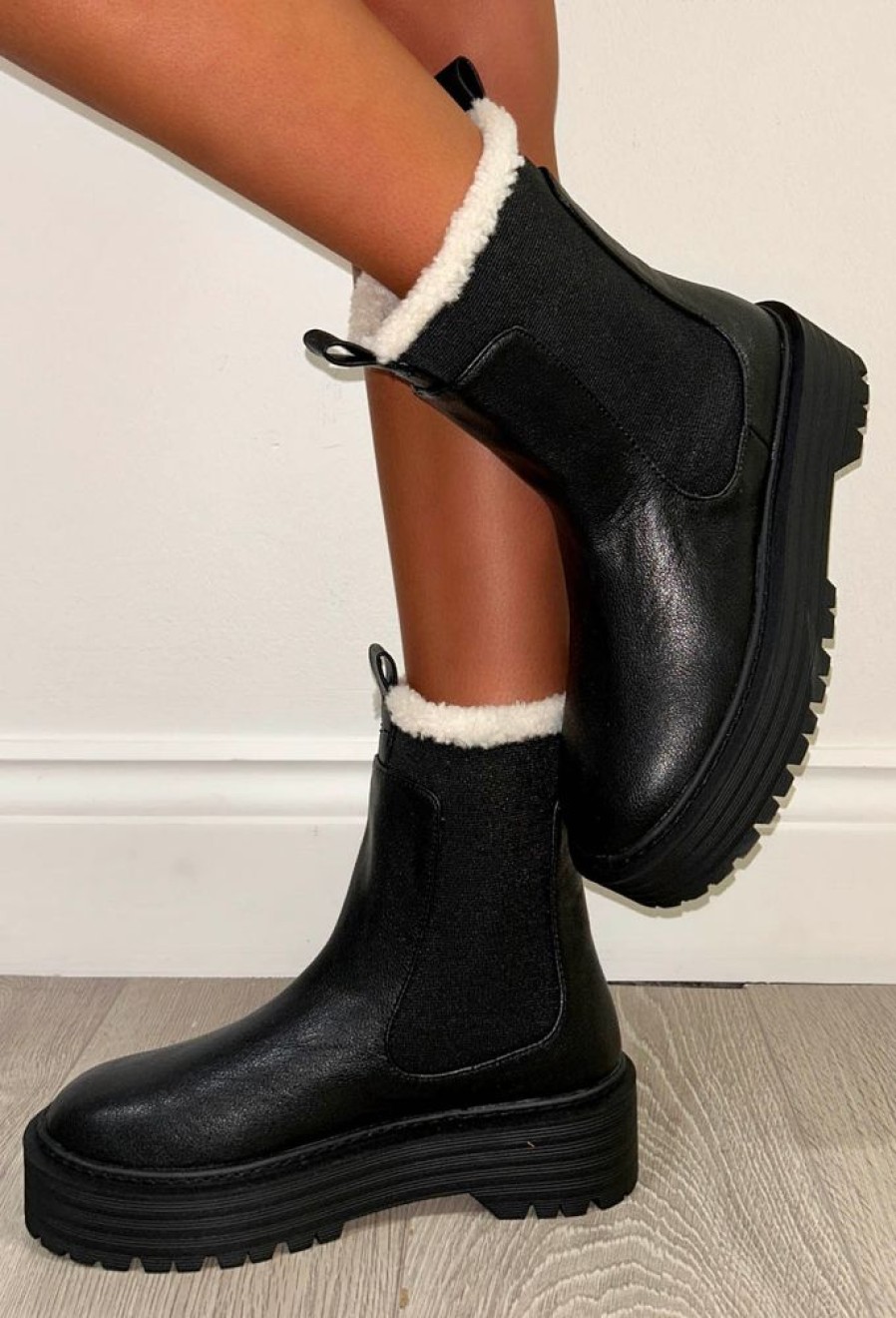 Best I'M Your Girl Black Fleece Lined Chelsea Boots Boots