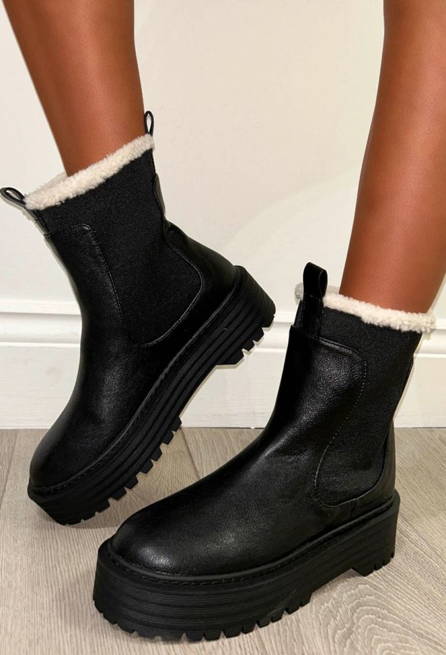 Best I'M Your Girl Black Fleece Lined Chelsea Boots Boots