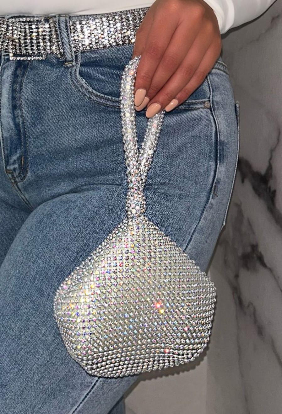 Clearance Catch A Glimpse Multi Diamante Pouch Bag Gifts