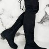 Online More About Me Black Stretch Suede Over The Knee Boots Boots