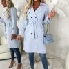 Best Coco Desire Blue Belted Trench Coat Coats And Jackets