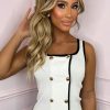 Hot Classique Charm White Double Button Knit Vest Top Tops