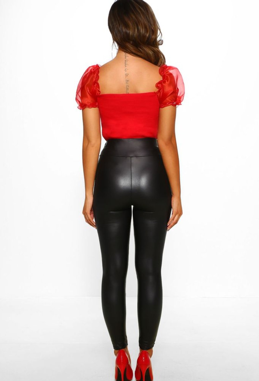 New Mystery Is Power Black Leather Look High Waisted Leggings Trousers & Leggings