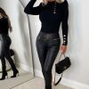 Best Fierce Days Black Faux Leather Zip Detail Leggings Trousers & Leggings