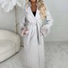 New Pure Destiny Taupe Removable Faux Fur Trimmed Belted Coat Coats And Jackets