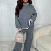 Hot Stitched Up Grey Marl Contrast Stitch Two Piece Loungewear Set Loungewear