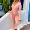 New New Energy Coral Slinky Tie Waist Jumpsuit Jumpsuits