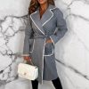 Clearance Chic Love Grey Marl Contrast Stitch Belted Coat Coats And Jackets