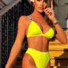 Wholesale Sicilian Crush Yellow Neon High Waist Embellished Bikini Swimwear