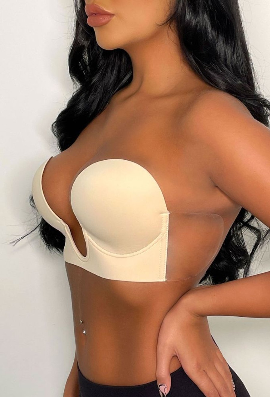 Online Ultimate Push Up Deep Plunge Nude Backless Stick On Side Panel Bra Bras & Shapewear