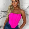 Wholesale Chic Allure Hot Pink Stretch Mesh Corset Top Limited Edition Tops