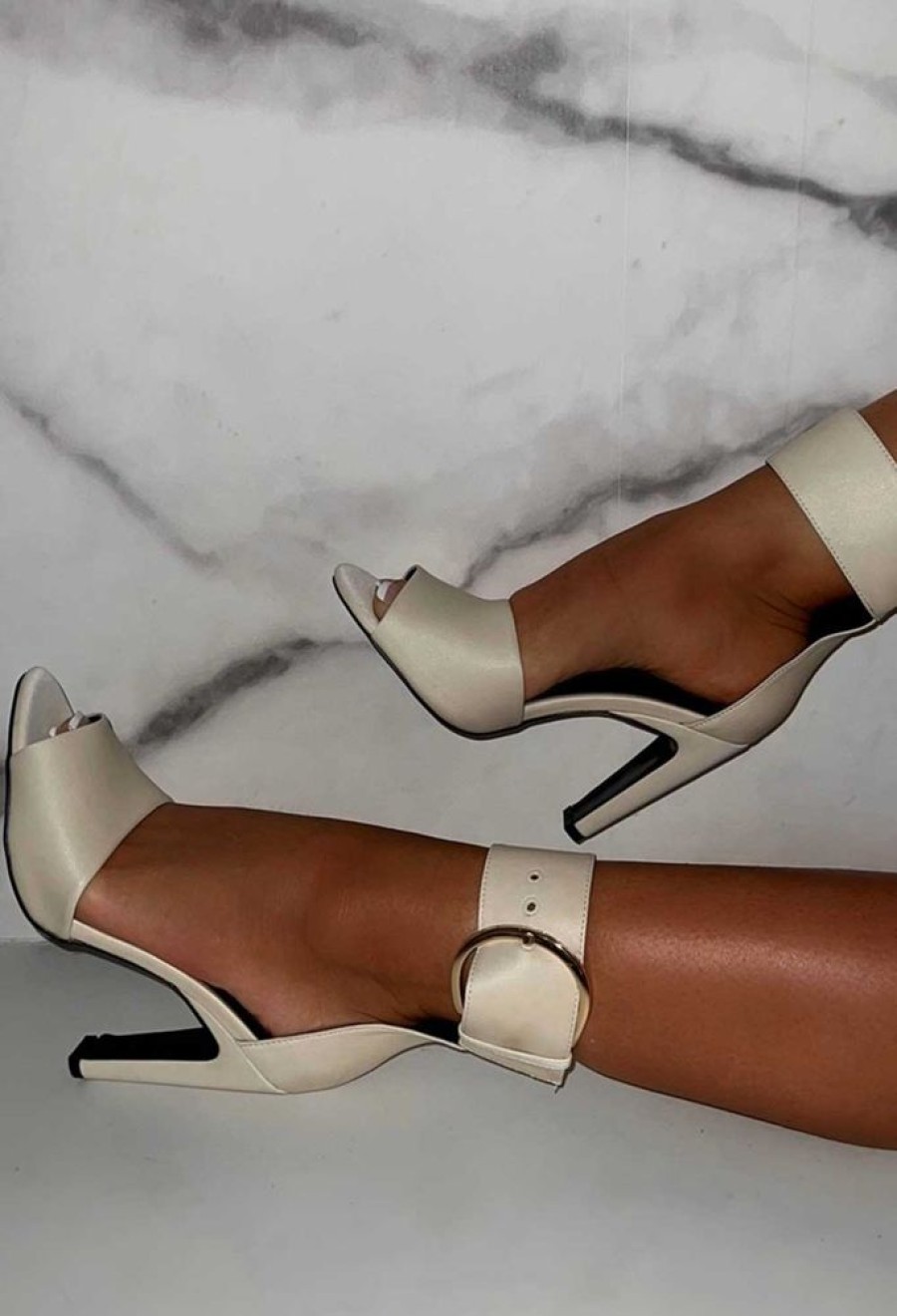 Best Hot Love Nude Buckle Block Heel High Heels