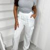 Wholesale Urban Escape White Elasticated Lightweight Cargo Trousers Trousers & Leggings