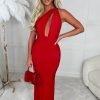 Clearance Red Carpet Dream Red Soft Touch Stretch Multiway Ruched Midi Dress Dresses