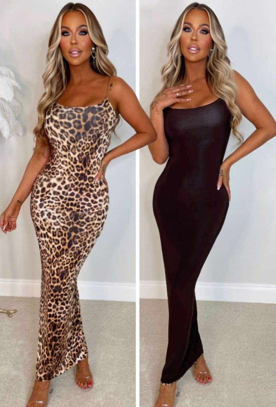 Best Cheetah Fever Brown Reversible Backless Maxi Dress Dresses