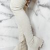 Clearance Cream Dream Cream Faux Suede Flat Over The Knee Boots Limited Edition Boots