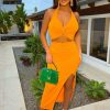 Best Sun N Spritz Orange Twist Front Crop Top And Midi Skirt Co-Ord Co-Ords