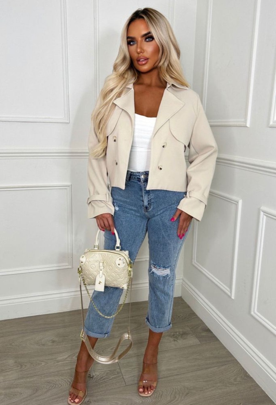 Online Trenched In Love Beige Cropped Trench Jacket Coats And Jackets