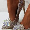 Wholesale Late For The Ball Rose Gold Crystal Glass Flower Diamond Court Heels Limited Edition High Heels