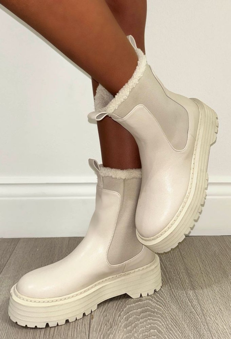 Best I'M Your Girl Cream Fleece Lined Chelsea Boots Boots