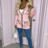 Hot Busy Schedule Baby Pink Luxury Oversized Cardigan With Top Stitch Detail Tops