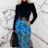 Wholesale All Loved Up Cobalt Ruched Mesh Midi Skirt Skirts