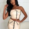 Best Love Shack Nude Faux Leather Zip Detail Fold Over Waistband Skirt Skirts