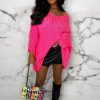 Wholesale Creme De La Chic Hot Pink Ultra Soft Chunky Knit Oversized Jumper Knitwear