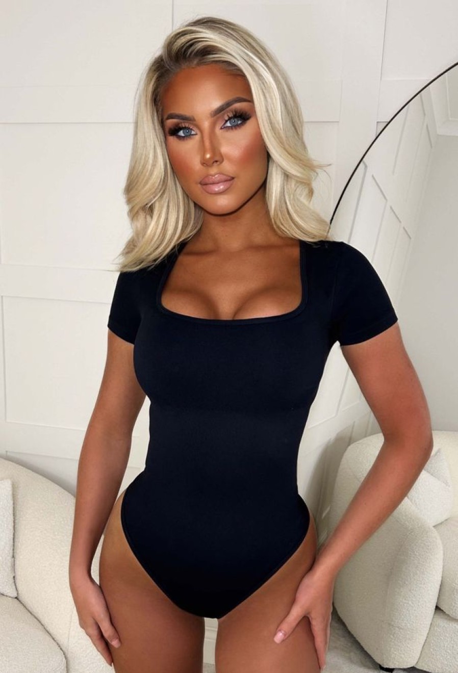 Best Keep Me Cinched Black Ultra Waist Sculpt Stretch Bodysuit Tops